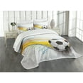 thumbnail image 3 of Ambesonne Teen Room Quilted Bedspread Set 3 Pcs, Football Soccer Lines, King Size, Multicolor, 3 of 5