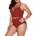 thumbnail image 5 of Women's Red Strappy Neck Detail High Waist Swimsuit, 5 of 5
