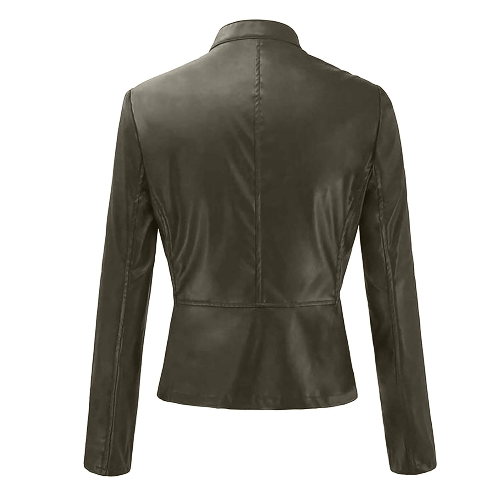 VEKDONE Women Faux Leather Motorcycle Cropped Jacket Fall Casual Bomber Jacket Short Coat 2025 Clearance on Sale Army Green XXXXXL