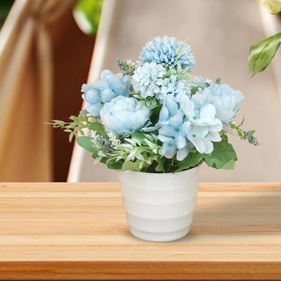 1*Fake Flower Pot Clearance! 9.45" Potted Artificial Rose/ Peony/ Chrysanthemum Flowers Bonsai Flowers In Plastic Pot Flower Arrangements for House Restaurant Table Centerpieces Windowsill D