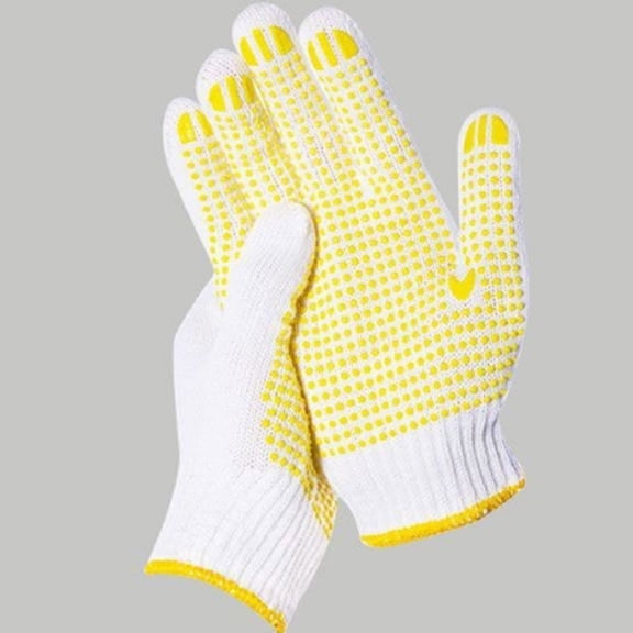 1/12 Pairs of Thickened Gloves Non-slip Grip Dot Safety Cotton Protective Work Gloves Painters Mechanics Industrial Buildings