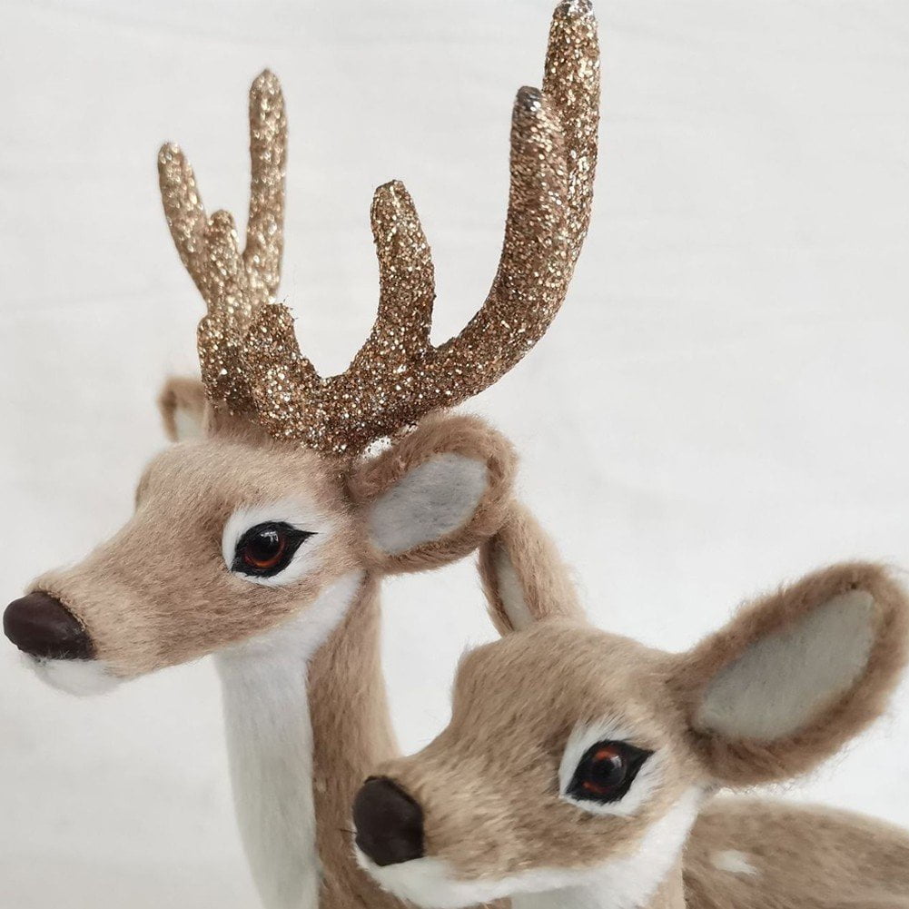 Deer Statue, 2Pcs Sika Deer Statue Sculpture Ornaments Animal Model Art Craft Outdoor Garden Decoration Ornament
