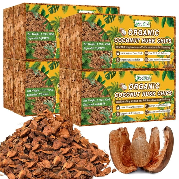 ZeeDix 8 Pcs Coco Coir Chips Bricks Growing Medium, Low EC, pH Balanced, 100% Organic Coconut Fiber, 1.1LB
