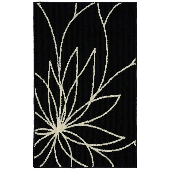 Garland Rug Grand Floral Black/Ivory Indoor Accent Rug, 30" x 46"