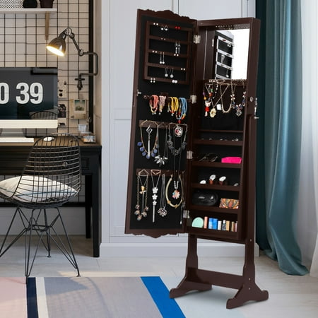 Langria Free Standing Jewelry Box Armoire Cabinet With Full Length Jewelry Box Armoire Cabinet