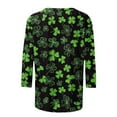 thumbnail image 4 of Gamivast Womens St Patricks Day T Shirts Cute Shamrock Clover Graphic Blouses Comfy 3/4 Sleeve Crewneck Holiday Pullover Vacation Outfits S-5Xl, 4 of 5