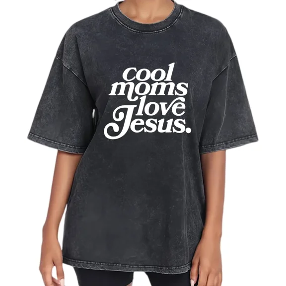 UNISHE Women's Cool Moms Love Jesus Graphic T-Shirt Vintage Washed Short Sleeve Crewneck Distressed Relaxed Fit Tee