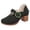 Black, variant on Womens Flower Platform Clogs Dressy Sandals Boho Beach Hollow Out Closed Toe Braided Ankle Strap Chunky Block Heels Open Back Slides Comfortable Dress Shoes