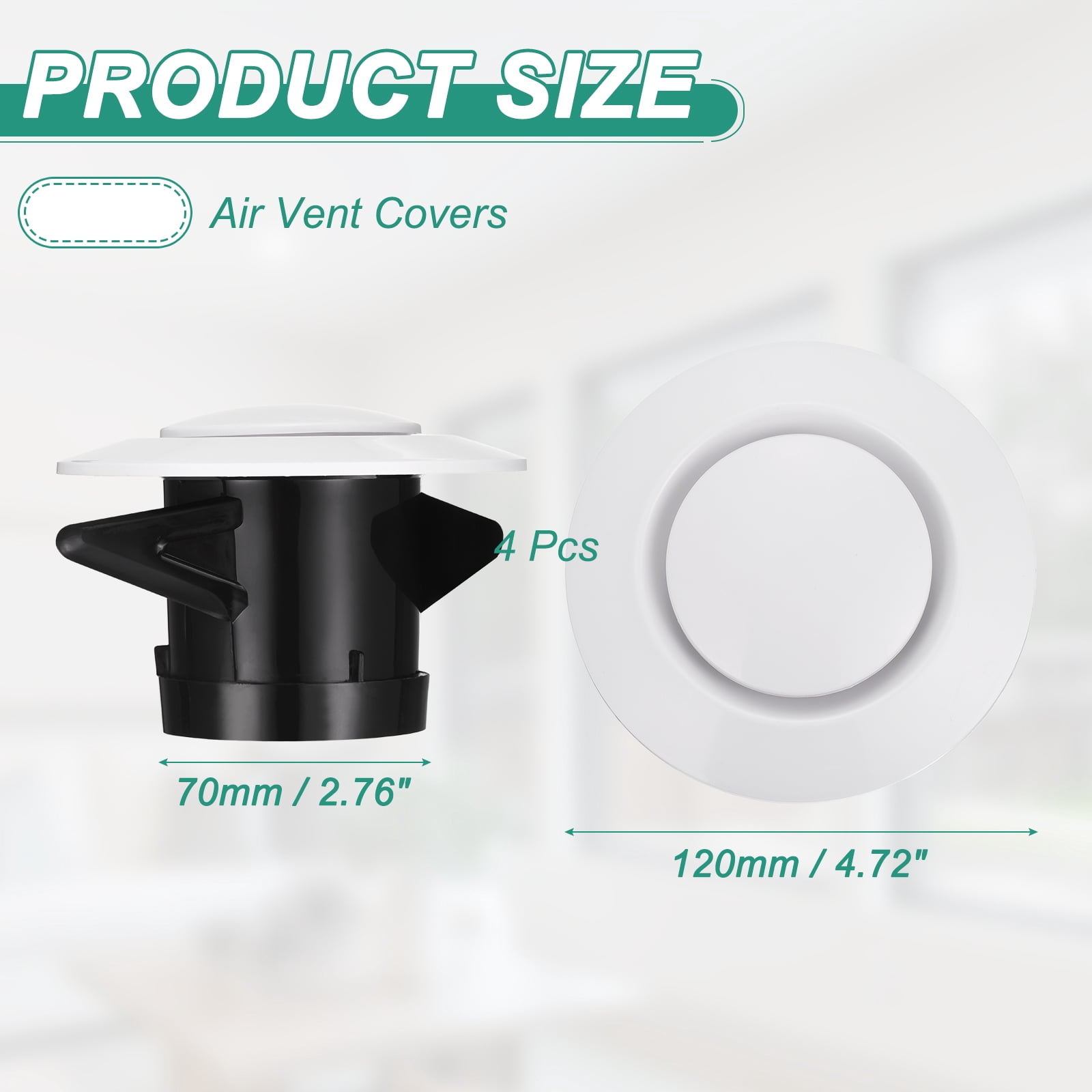 Uxcell 4pcs Soffit Vent 3" ABS Adjustable Round Vent Cover Grille Cover Ceiling Diffuser for Home Bathroom Office Kitchen Ventilation System