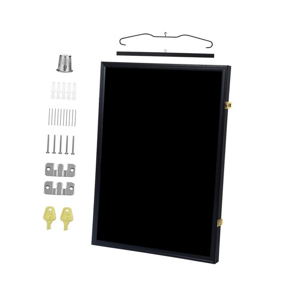 Bunblic Sports Jersey Display Frame Sport Shirt Organizer with Wood Hanger and Metal Hanger Lockable Wall Mount for Football Baseball