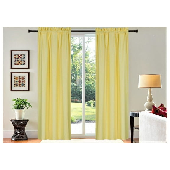 1 Set window curtain treatment blackout rod pocket panel 100% full privacy 37" wide x 108" long R64 yellow color