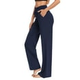 thumbnail image 5 of MIXUE Linen Pants Women Solid Color Wide Leg Drawstring Baggy Sweatpants High Waisted With Pockets Loose Yoga Trousers Womens Pants Activewear,Blue,XXL, 5 of 6