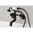 thumbnail image 2 of Kingston Brass KS266PXORB Kingston Three-Handle 2-Hole Wall Mount Clawfoot Tub Faucet with Hand Shower in Oil Rubbed Bronze, 2 of 7
