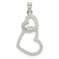 thumbnail image 3 of Sterling Silver Polished CZ Double Heart Pendant Charm, 3 of 4