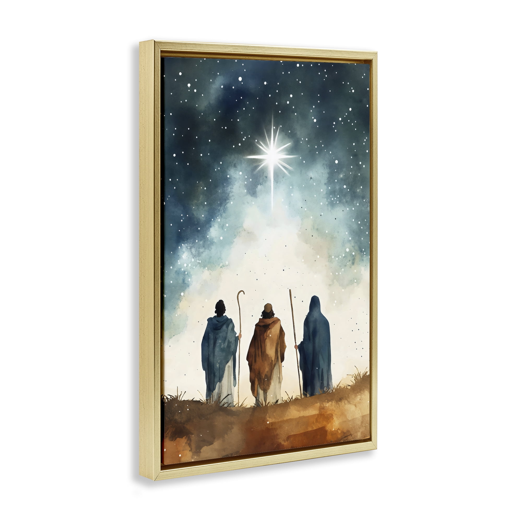 Guided Wisdom Shepherds Gold Framed Floater Canvas Wall Art, design by Petal Prints Design