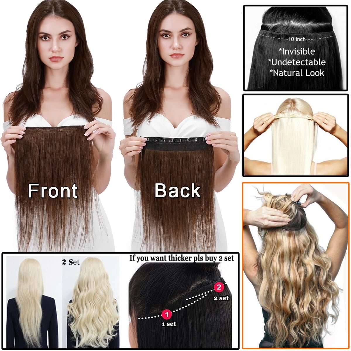 SEGO Clip in Hair Extensions Human Hair 3/4 Full Head 100% Real Remy Thick Hair Extensions Silky Straight Balayage Blonde Hair Pieces