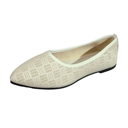 

DVKOVI Zapatos Mujer Womens Flats Comfortable Dressy Ladies Hollow Breathable Colorblocking Pointed Head Mesh Shallow Mouth Flat Bottom Casual Comfortable Big Size Single Shoes Casual Shoes Beige 42