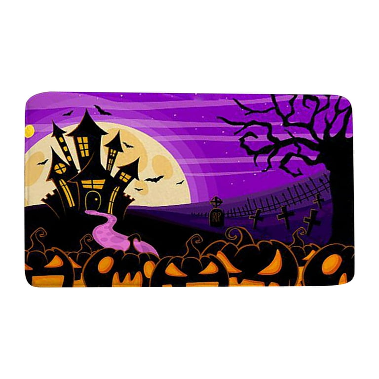 Steady Daily Deals of The Day Prime Today Only Halloween Doormat Flannel  Printing, Halloween Carpet Door Decorations Door Mat/Purple