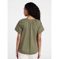 thumbnail image 4 of Time and Tru Women's Cotton Button Up Blouse with Short Sleeves, Sizes XS-XXXL, 4 of 6