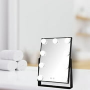 Jerdon 11.5 inch x 15.75 inch Rectangular Makeup Mirror,Black Frame, Multiple LED Light Settings - Model JHW100B