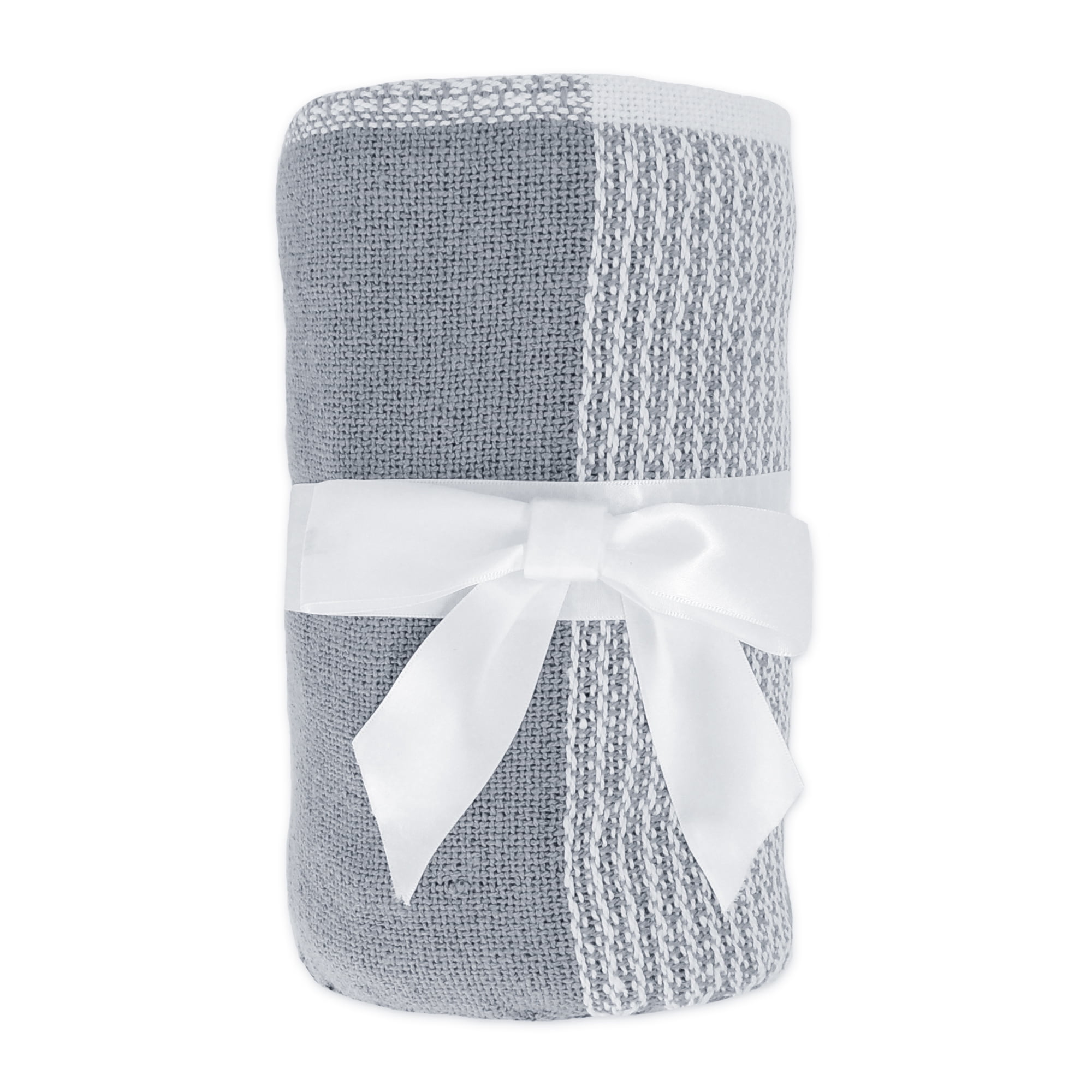 Ox Bay Gray/White Tartan Plaid Cotton Throw Blanket, 50" x 60"