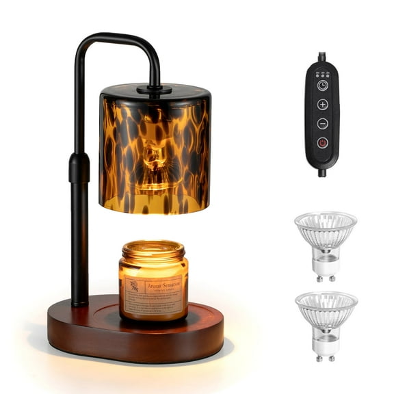 Sziqiqi Adjustable Candle Warmer Lamp with Timer: Vintage Leopard Lamp with 2 Bulbs Dimmer Tortoise Shell Design Flameless for Safe Home Fragrance Christmas Home Decor Ideal Gift for Women