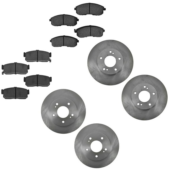 TRQ Front and Rear Brake Pad & Rotor Kit Brake Pads Brake Rotor Semi-Metallic Fits Select 1996-1999 INFINITI I30 1994-1999 Nissan Maxima