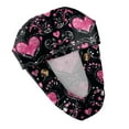 thumbnail image 6 of Valentine's Day Scrub Cap, Heart Print Adjustable Bouffant Hat, Tie Back Working Head Cover for Long Hair Black, 6 of 6