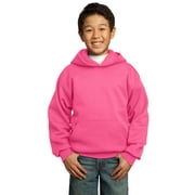 Port & Co Teen Unisex Regular Plain Long Sleeves Sweatshirt Neon Pink Large