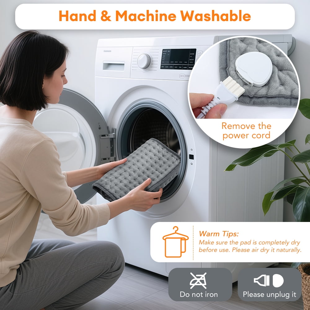Large Electric Heating Pad for Back, Fathers Mothers Day Gifts for Women, Men, Soft Machine Wash Fabric, Auto-Off & Moist Heat, Fast Heating
