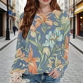 thumbnail image 2 of Tiweut Sweatshirts for Women Floral Print Sweatshirt Loose Pullover Hoodless Crewneck Long Sleeve Regular Blouse, 2 of 4