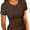 brown, variant on Women's Crew Neck Ribbed Fitted Shirt, Basic Short Sleeves Slim Fit Tops Summer T Shirt