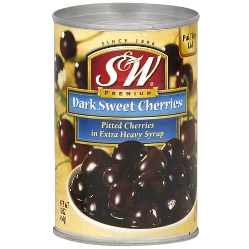 S&W Dark Sweet Pitted Cherries, 16 oz (Pack of 12)