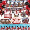 146 pieces of ladybug birthday party supplies, video game theme party supplies, ladybug party decorations including plates, tablecloths, birthday banners, hanging swirls, aluminum foil balloons, ladyb