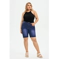 thumbnail image 3 of CASSIE LIZ Plus Size Shorts For Women High Rise Cut Off Shorts Jeans Casual Pocket Elastic Waist Shorts Blue Summer Shorts Pants XL 16W, 3 of 8