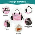 thumbnail image 3 of Stylish Insulated Lunch Tote Bag Lunch Cooler Tote Reusable Cooler Bag for Work, Camping, Picnic, Beach Pink Background with Lots Of Hearts, 3 of 6