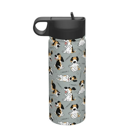 

Salouo Funny Beagle Active Dog Pattern 18 oz Water Bottle With Straw Stainless Steel Sports Water Cup Flask Wide Mouth Travel Thermal Mug for Home Office Car