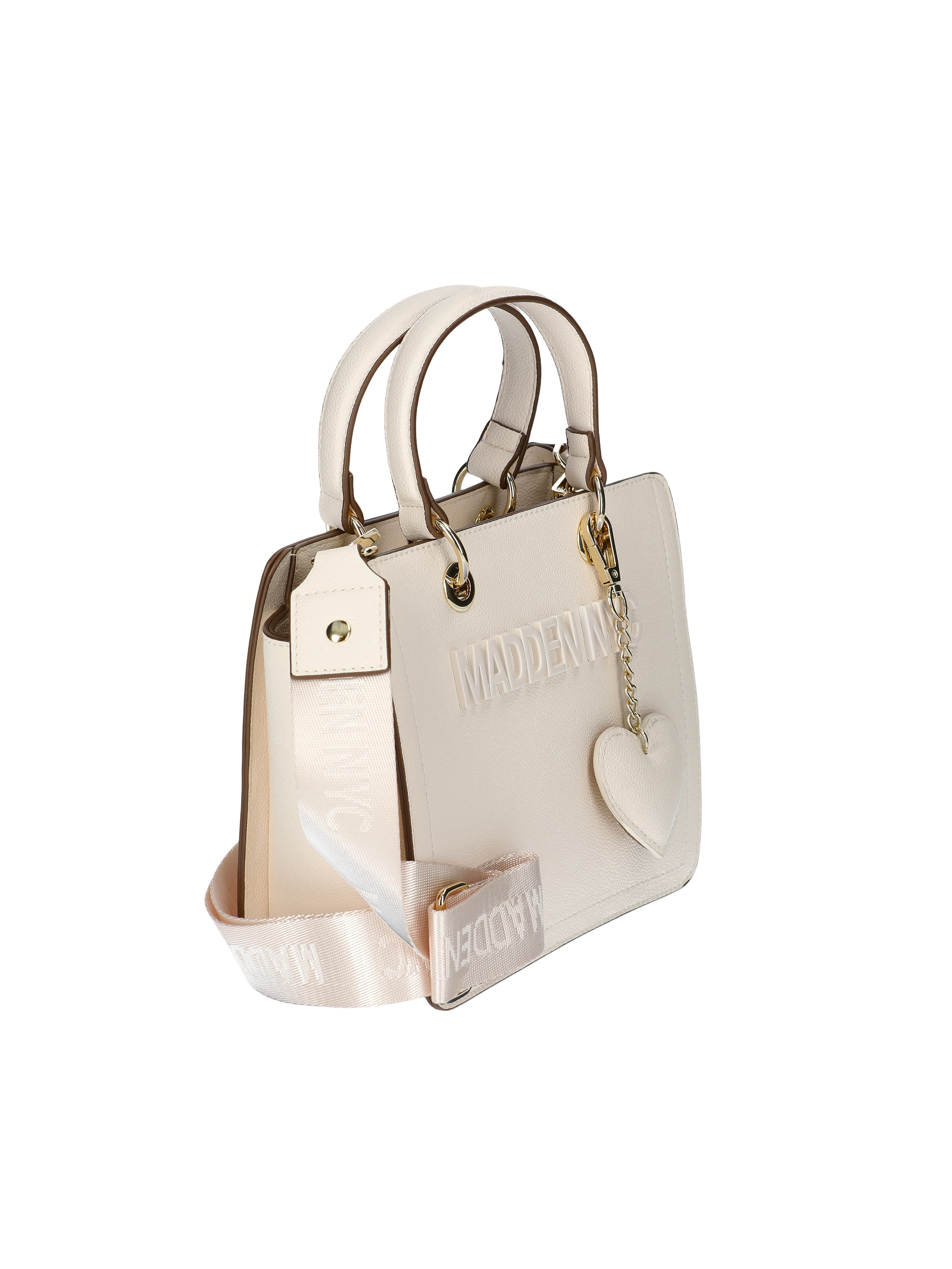 Madden NYC Women's Enamel Logo Top Handle Tote Handbag, Cream
