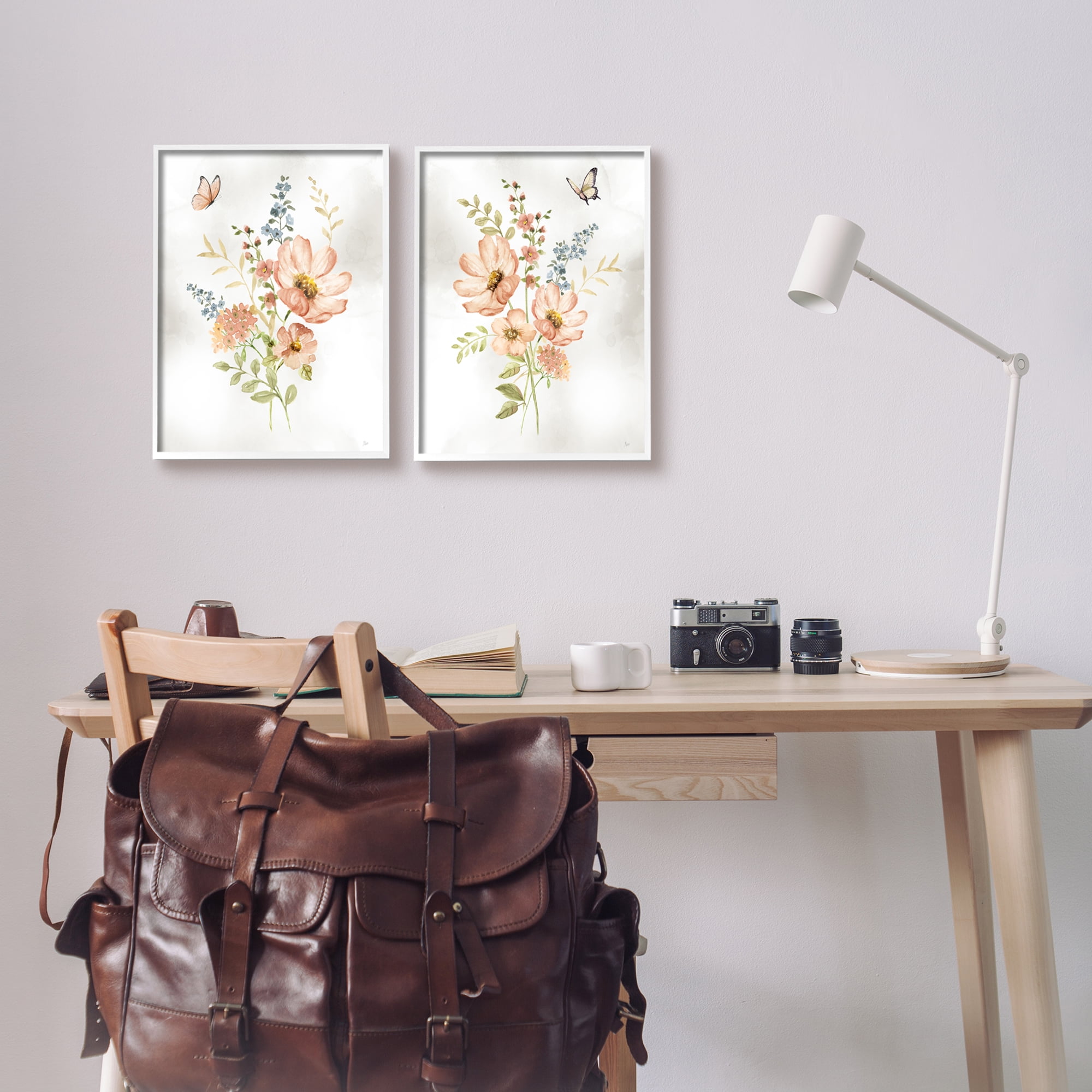 Stupell Industries Soft Pink Spring Flowers Botanical & Floral Painting White Framed Art Print Wall Art, 11 x 14, Set of 2