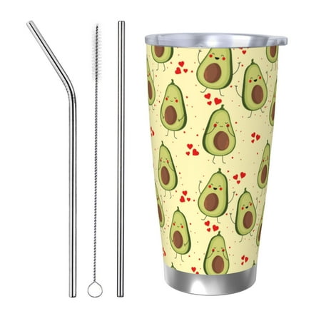 

Matuu Avocados And Hearts for 20oz Durable Thermal Cups Keep Drinks Cold and Hot Insulated Car Mug with Lid-Straw Three-piece Set