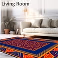 thumbnail image 2 of ODIKA 6'x9' Machine Washable Non-Slip Area Rug, Heritage Lattice Slip Resistant High Traffic Rug, Blue, 521211, 2 of 7