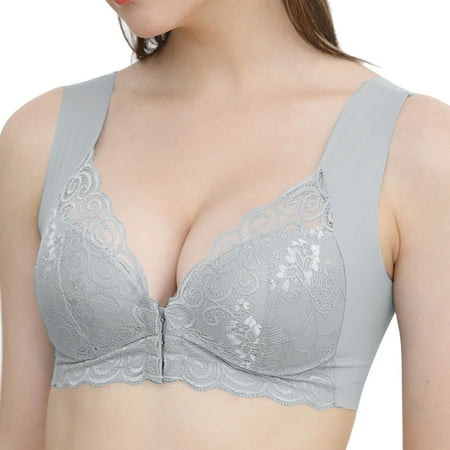 Puawkoer Women Full Cup Thin No Wire Bra Underwear Plus Size Front Packs of Bras Button Wireless Sports Lace Backless Bra Cover Large Sports Bra Size Bras