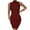Wine, variant on Fesfesfes Women Dress Casual Slim Fit Solid Color Turtleneck Sleeveless Hip Dress