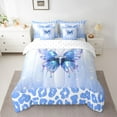 thumbnail image 2 of Manfei Leopard Print 7 Pieces Bedding Comforter Set,Jungle Animal Full Bedding Set,Blue Butterfly Fitted Sheet Flat Sheet For Girls Boys,Breathable Home Decor Reversible, 2 of 8