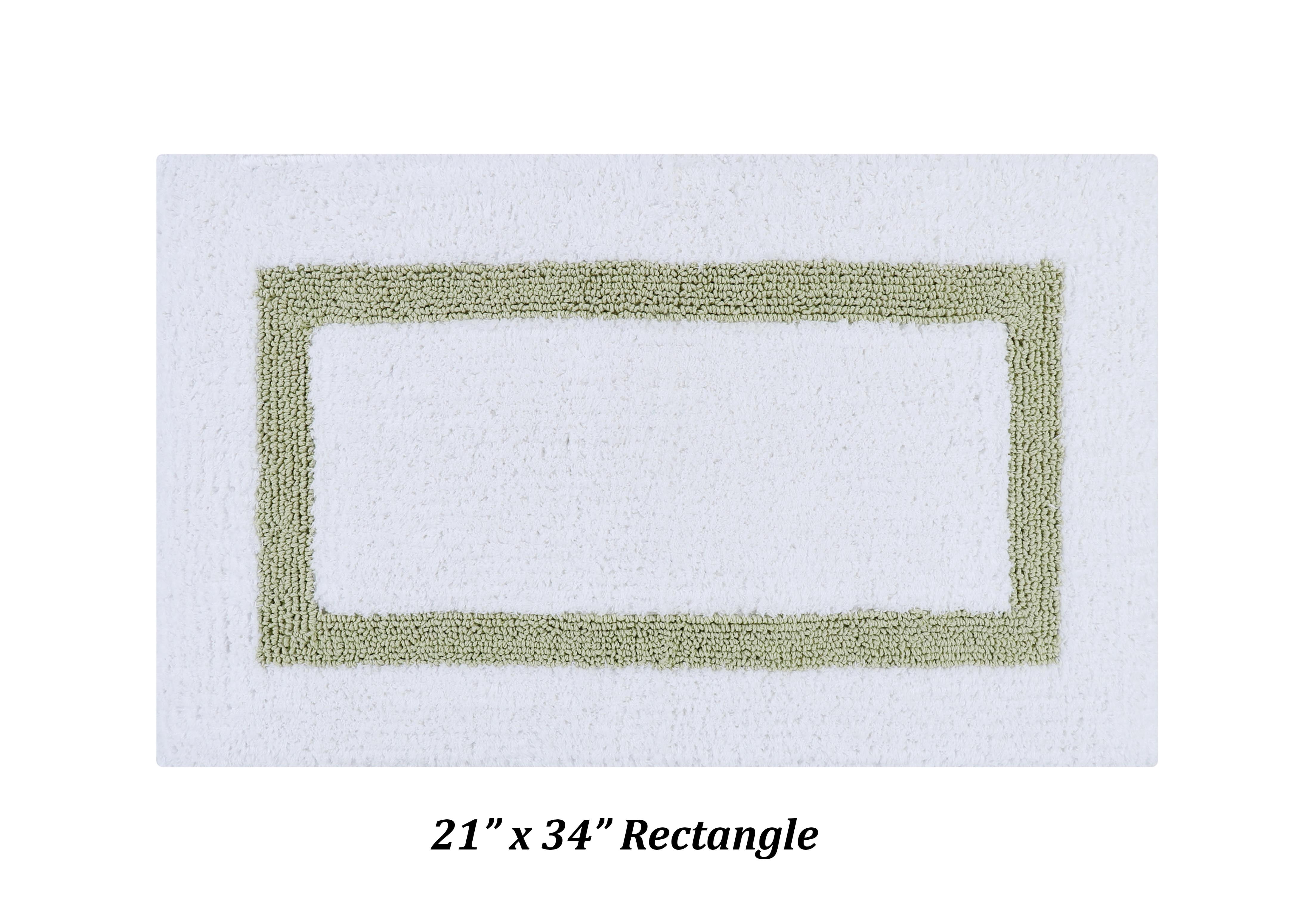 Better Trends 5 Piece Bathroom Rugs Set 100% Cotton Bath Rug Soft, Water Absorbent, Reversible, Machine Washable for Bathroom Decor Toilet Base Contour, Runner Mat Hotel Collection - White/Sage