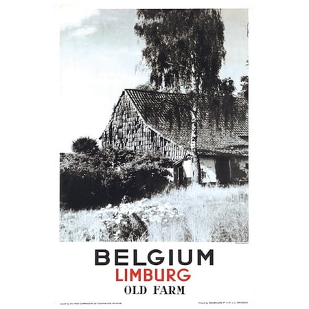 Belgium - Old Farm - Vintage Travel Poster (11x17Inches)
