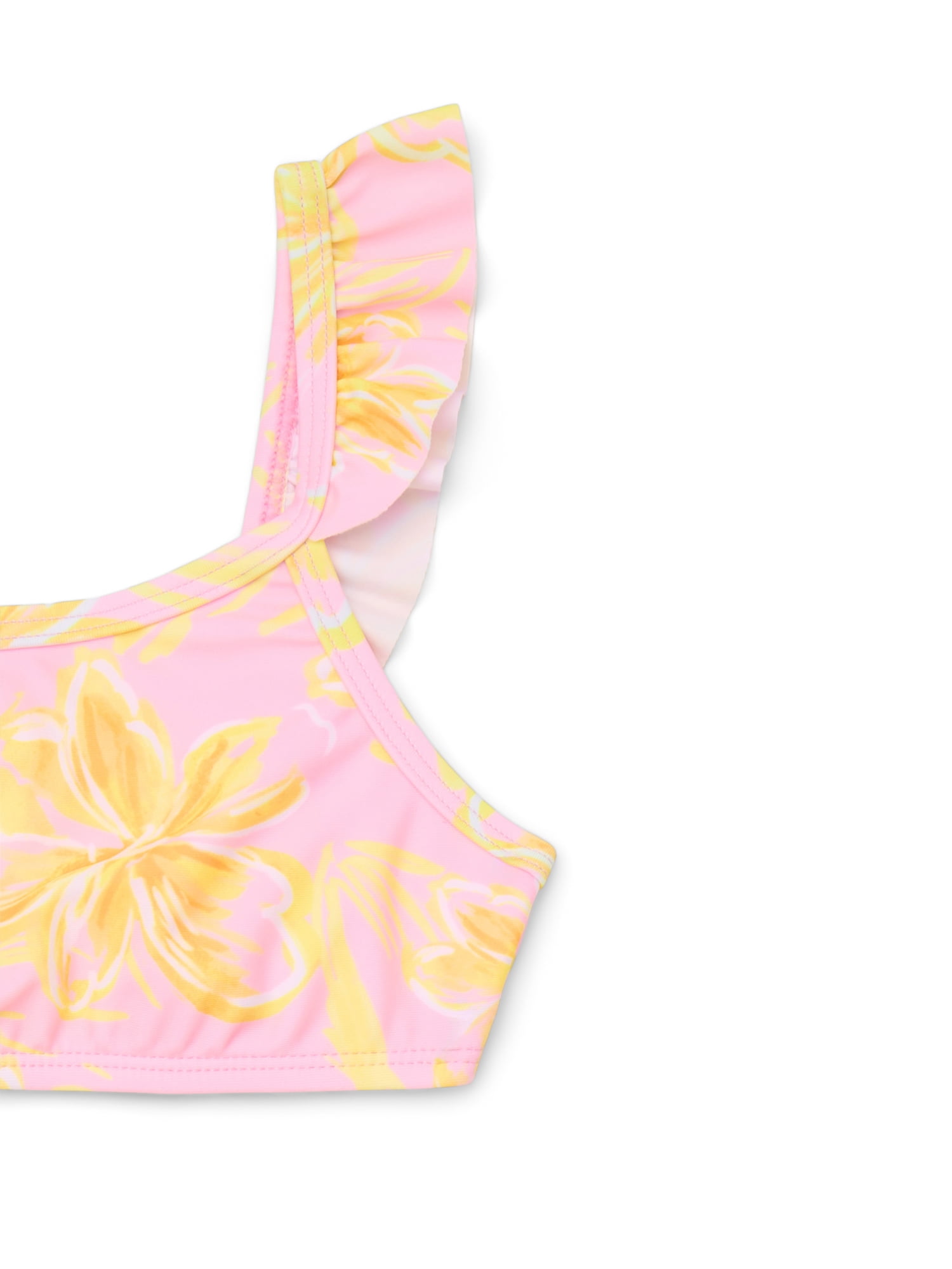 Wonder Nation Baby and Toddler Girls Ruffle Bikini Top and Bottoms Swim Set, 2-Piece, Sizes 12M-5T