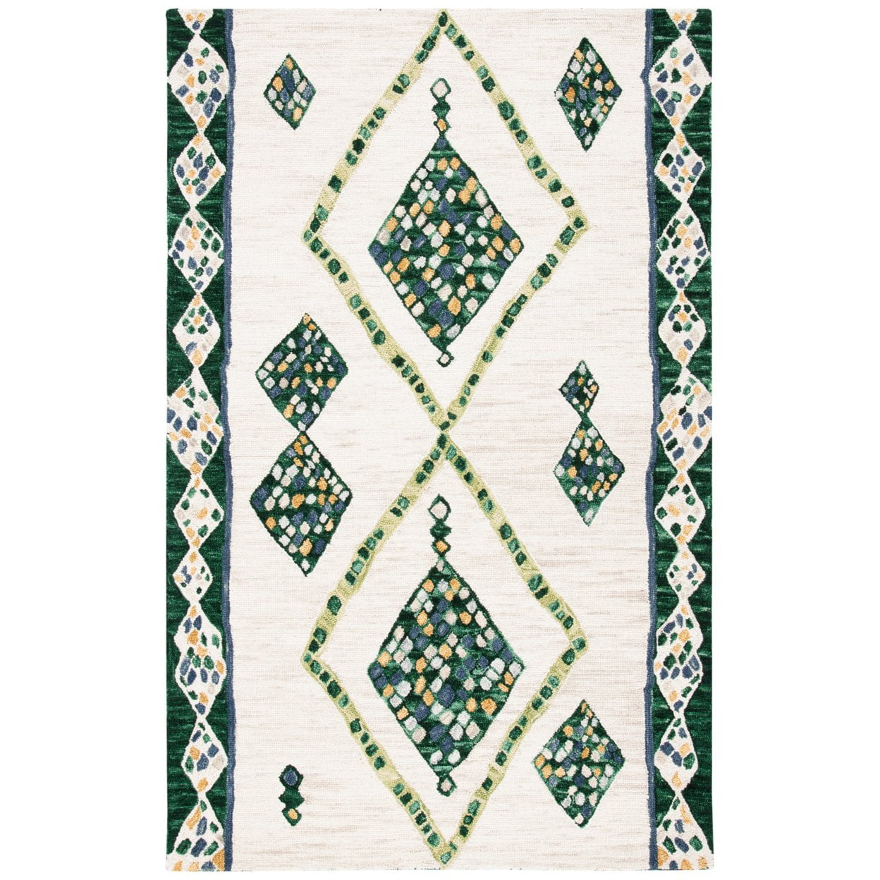 SAFAVIEH Aspen Byrne Southwestern Wool Runner Rug, Green/Ivory, 2'3" x 9'