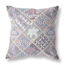 20â€ Gray Pink Patch Indoor Outdoor Throw Pillow