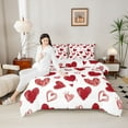 thumbnail image 4 of jejeloiu Cute Cartoon Loves Bedding Comforter Set,Graffirti Heart Print Twin Comforter Sets,Red White Bedding Set For Girls Teens,Breathable Home Decor Reversible,2-Piece, 4 of 8